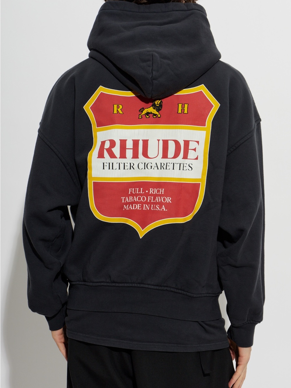 RHUDE FILTARO CREST HOODIE VINTAGE BLK-RED-YELLOW size - SMALL